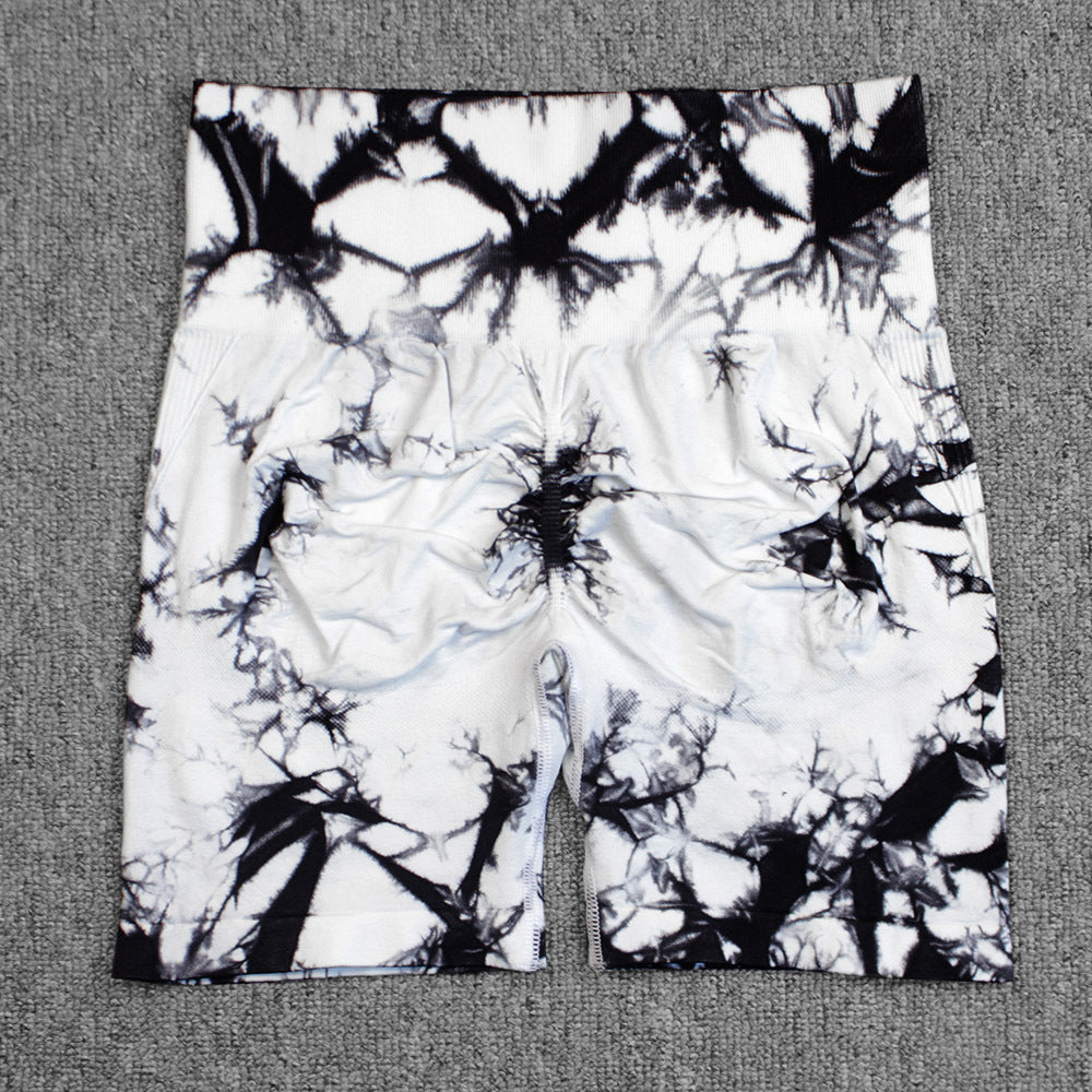Tie-Dye Printed Yoga Shorts