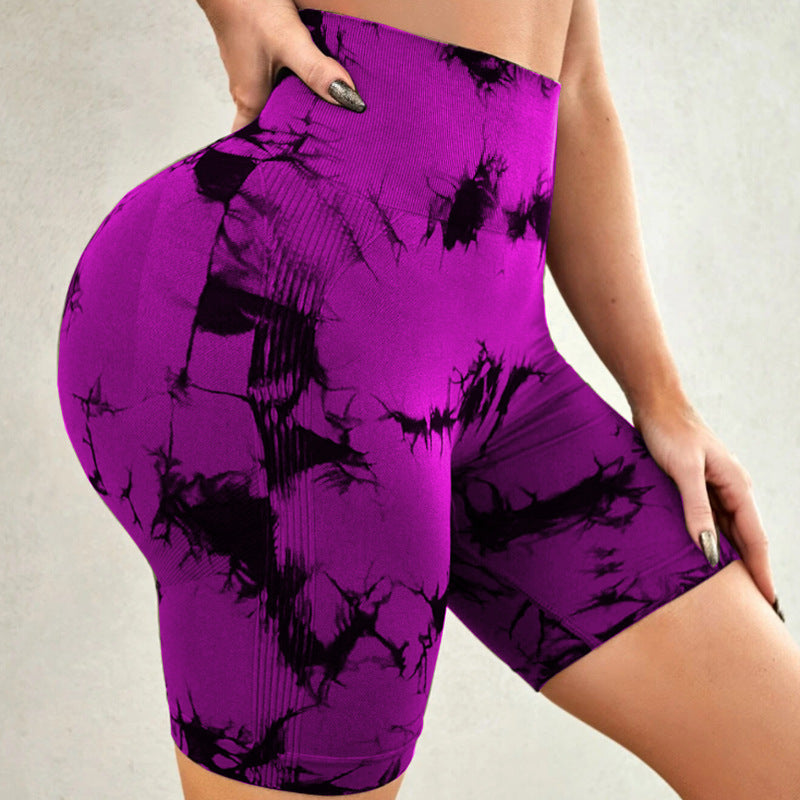 Tie-Dye Printed Yoga Shorts