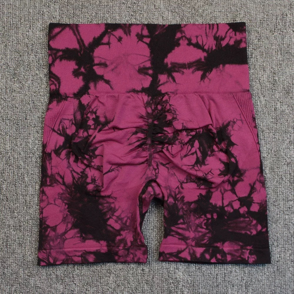 Tie-Dye Printed Yoga Shorts