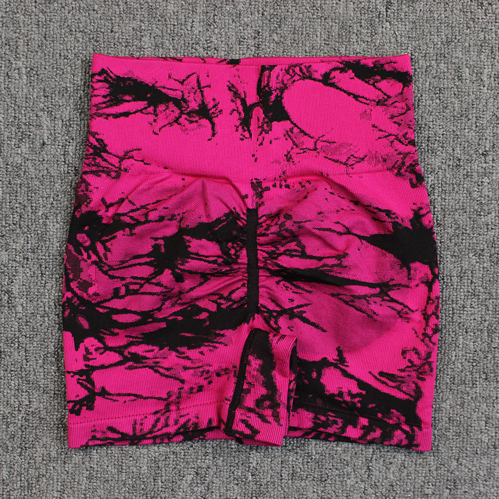 Tie-Dye Printed Yoga Shorts