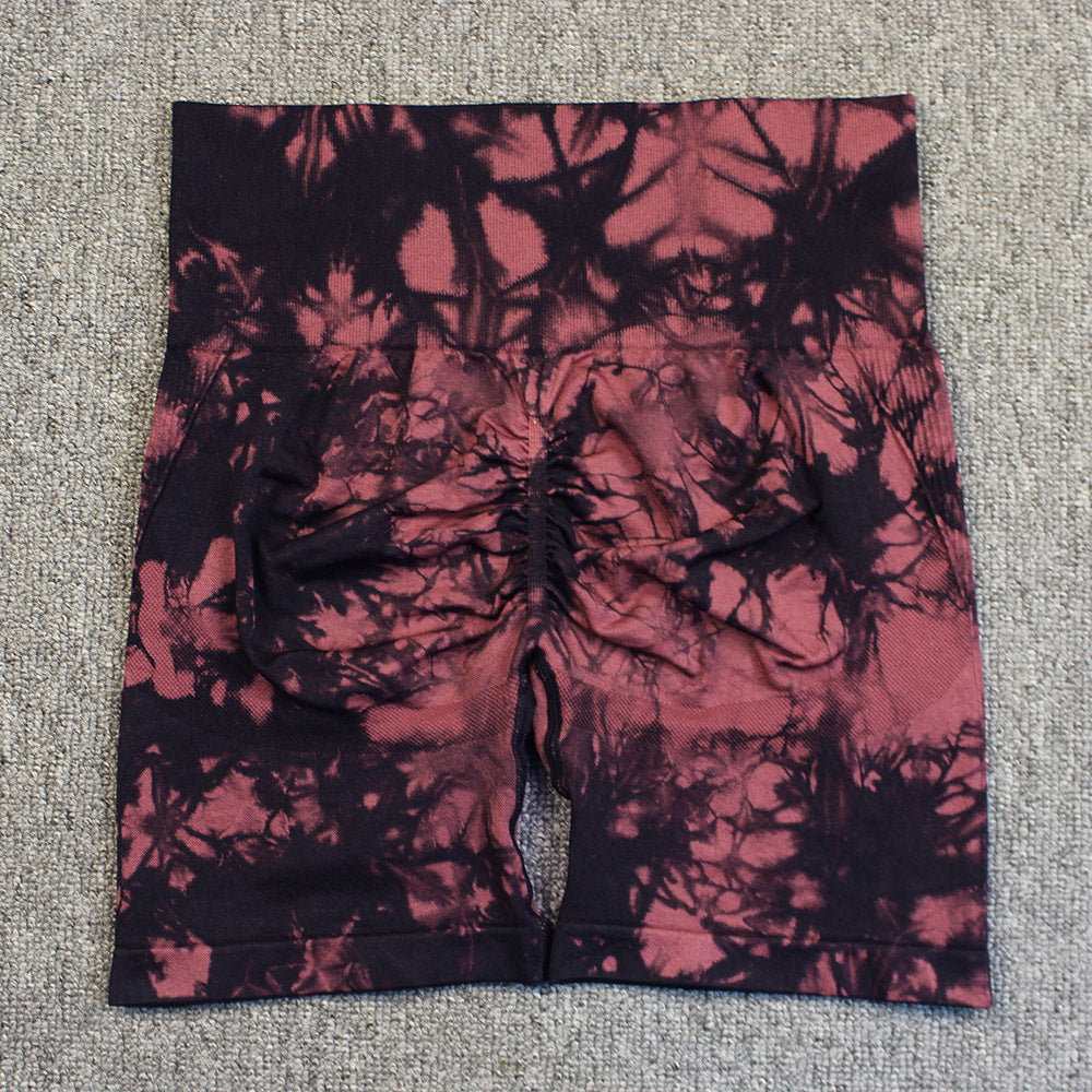 Tie-Dye Printed Yoga Shorts